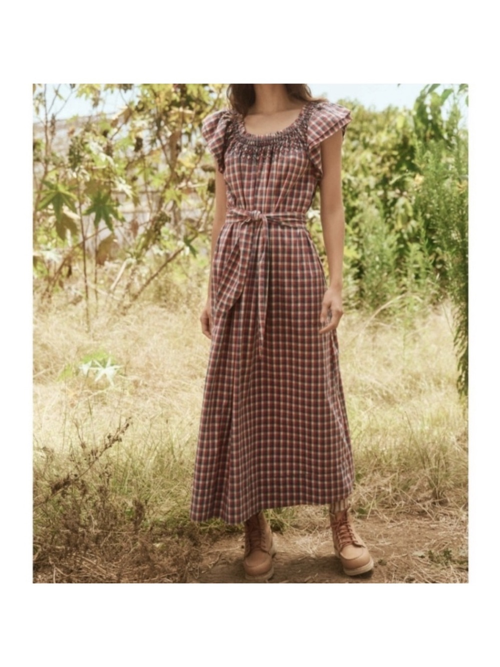 The Great Plaid Maxi Dress in Red & Blue Size Small Like New